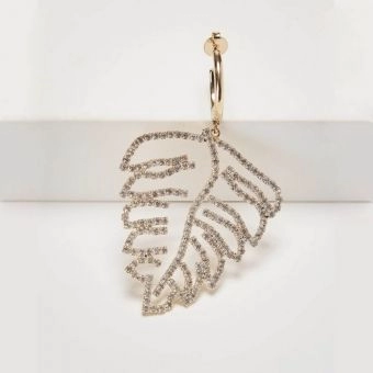 Brinco Strass Leaf